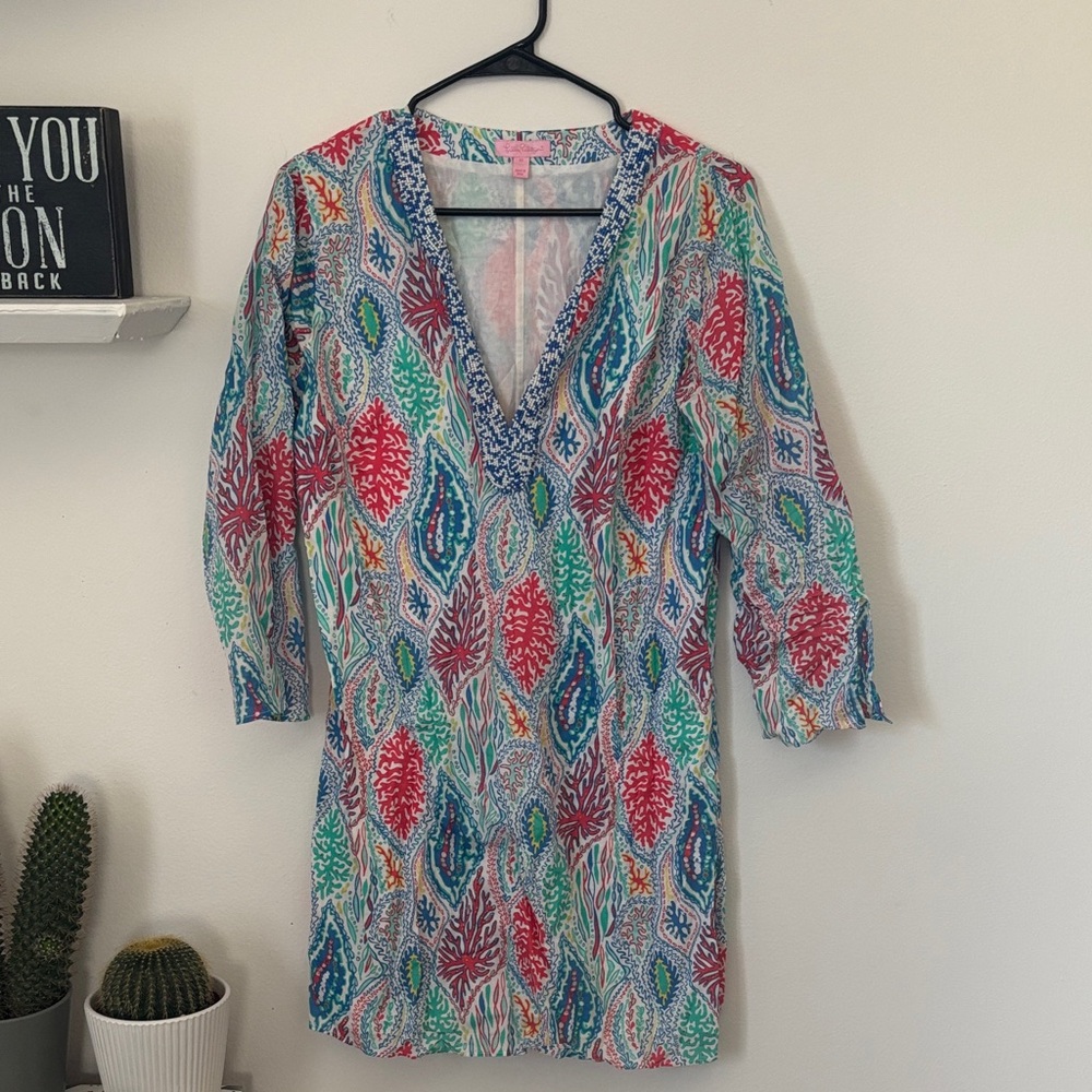 Lilly Pulitzer Colorful Patterned V-Neck Dress